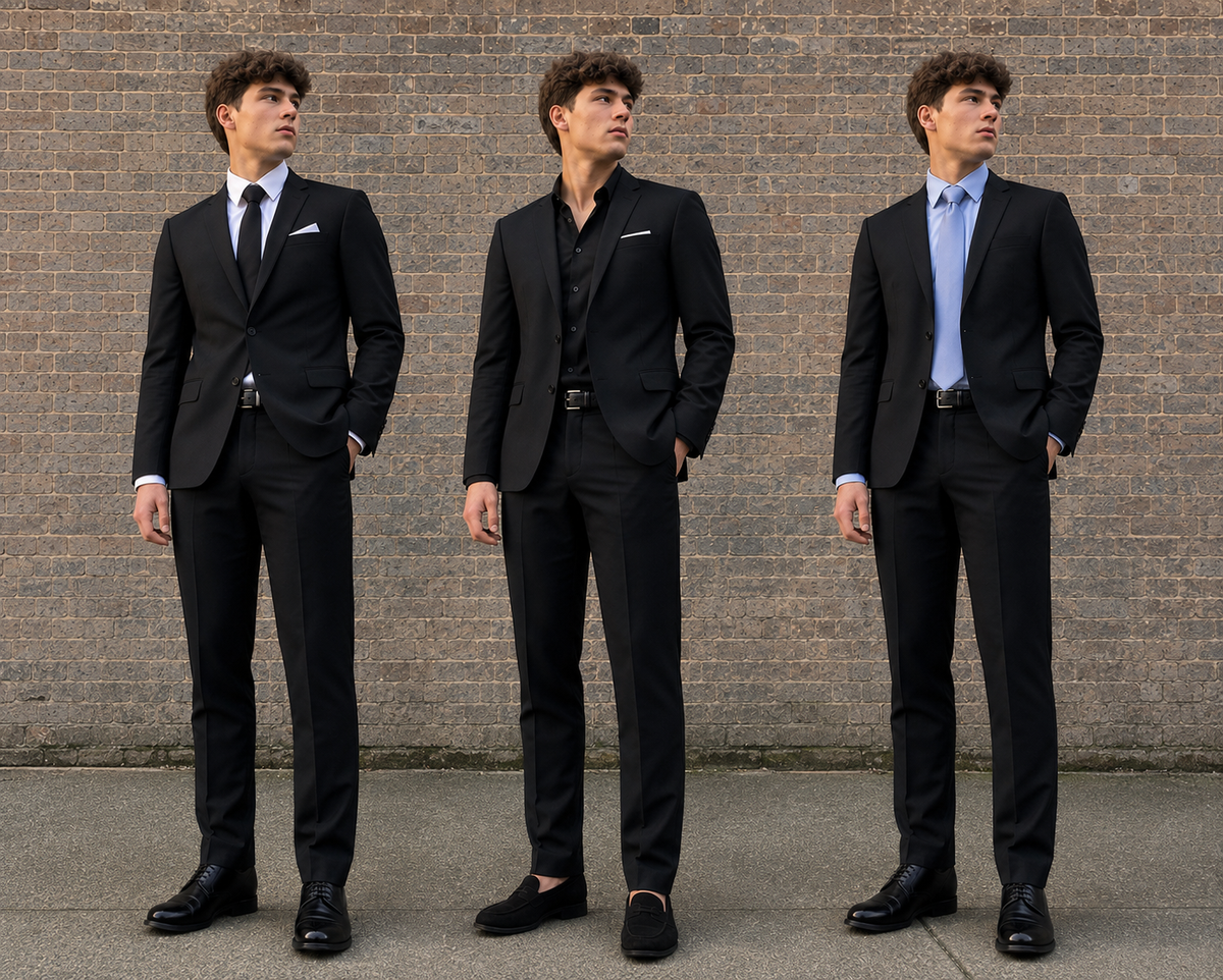 1 Black Suit - 3 Ways to Wear