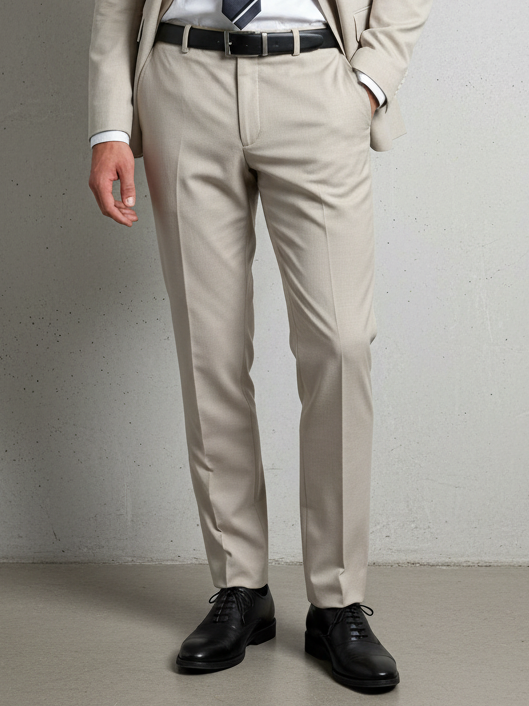 Sand smart pants worn by a man against a plain background